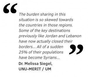 The burden sharing in this situation is so skewed towards the countries in those regions. Some of the key destinations previously like Jordan and Lebanon have now actually closed their borders. They are no longer allowing Syrians in. All of a sudden 25% of their populations have become Syrians, more or less overnight. 