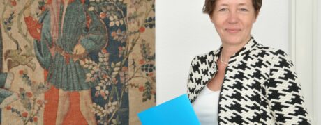 Prof. Franziska Gassmann by tapestry at HBRS University, Bonn, Germany