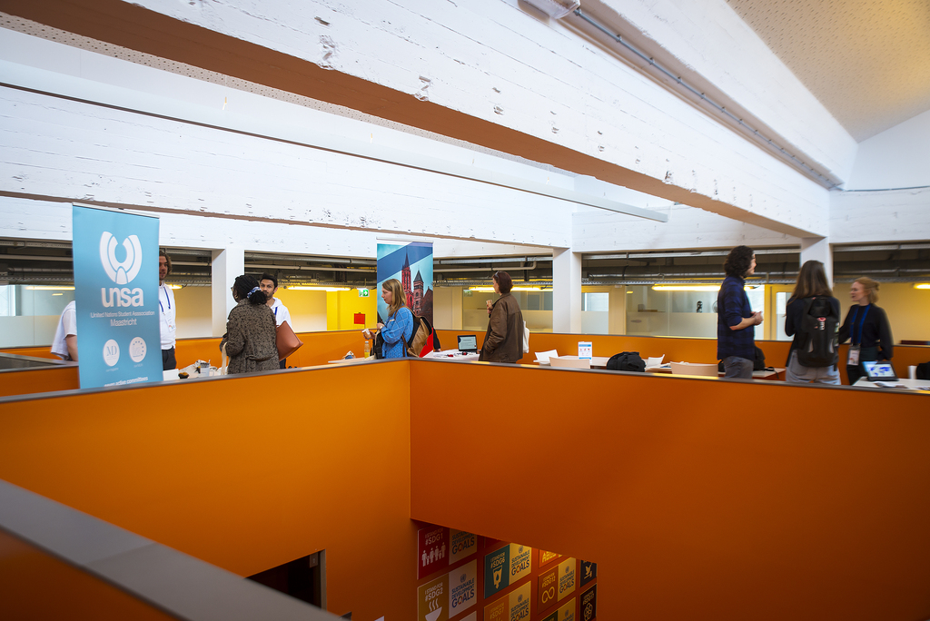 Student and alumni associations set up shop in "The Cube," the central structure of the institute where many classes (and coffee hangouts) take place. Photo: UNU-MERIT